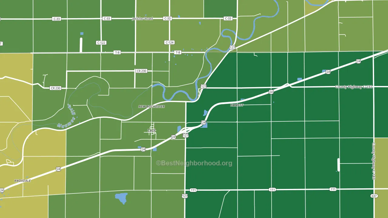 45821, OH block-group voter-turnout map