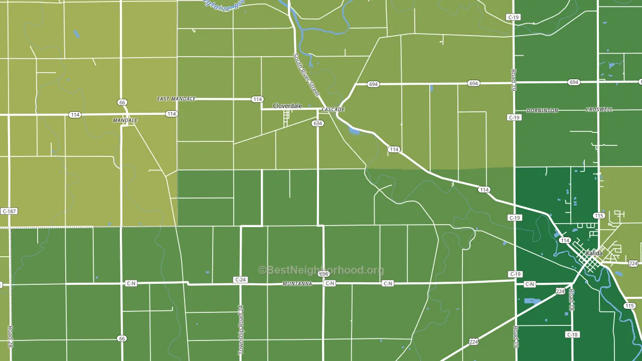 45827, OH block-group voter-turnout map