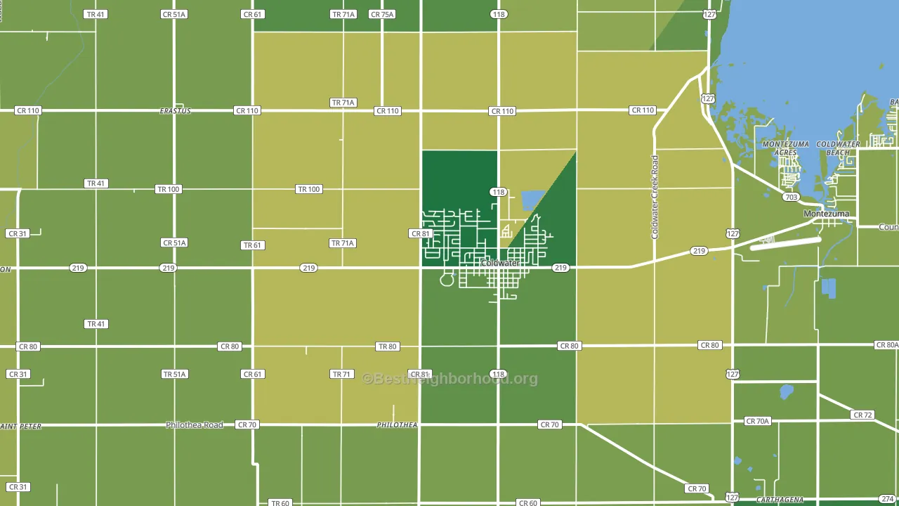 45828, OH block-group voter-turnout map