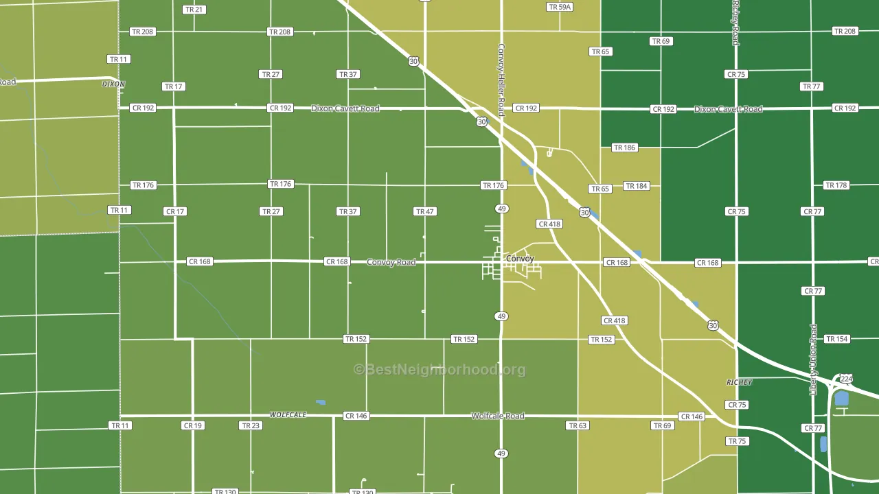 45832, OH block-group voter-turnout map
