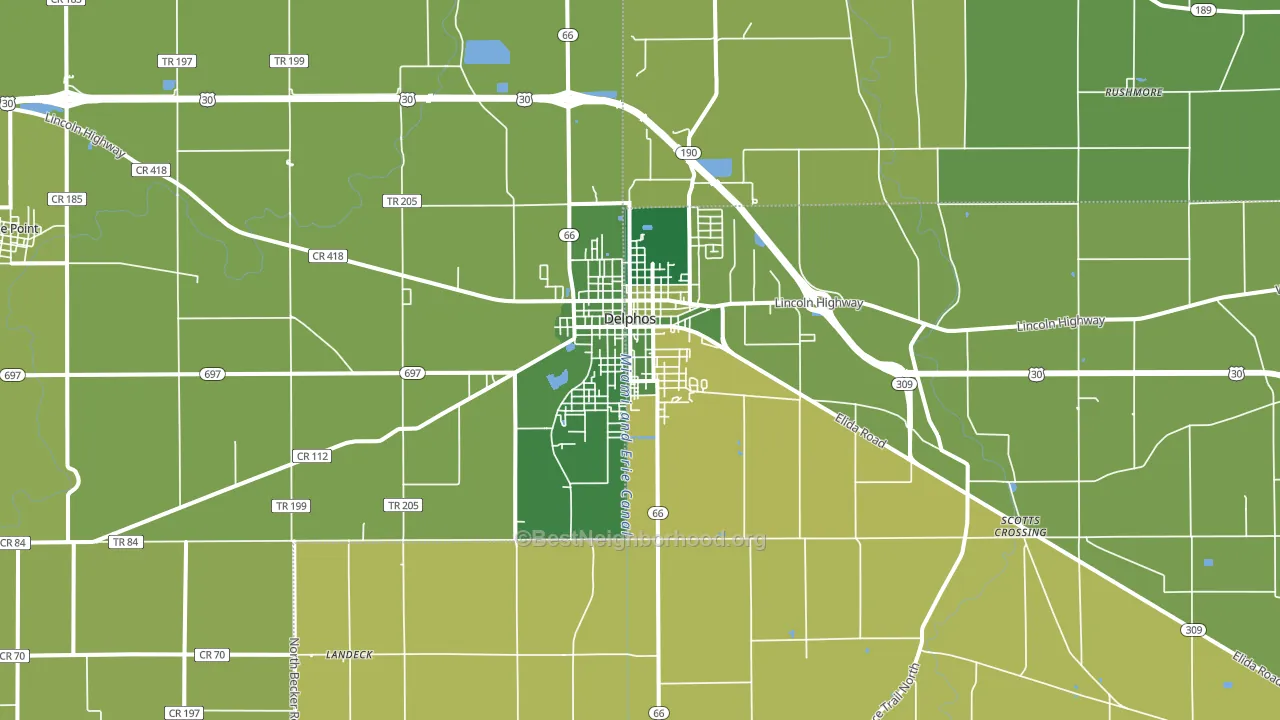 45833, OH block-group voter-turnout map
