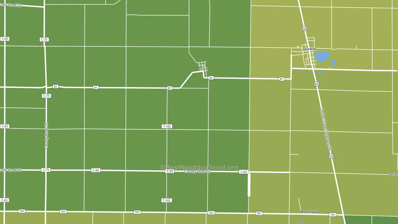 45835, OH block-group voter-turnout map