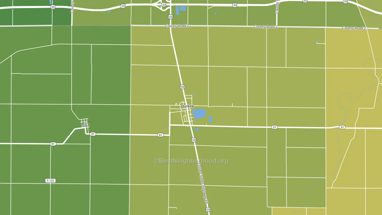 45836, OH block-group voter-turnout map