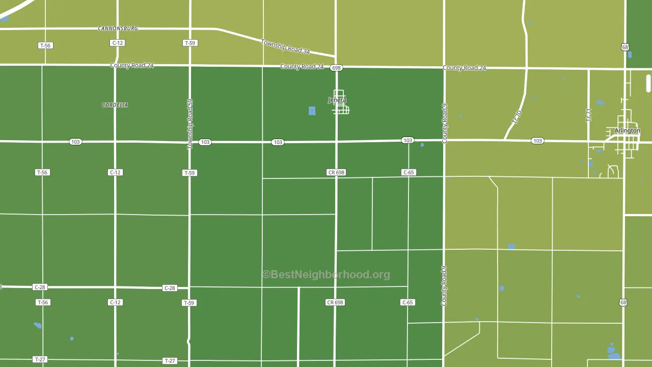 45841, OH block-group voter-turnout map