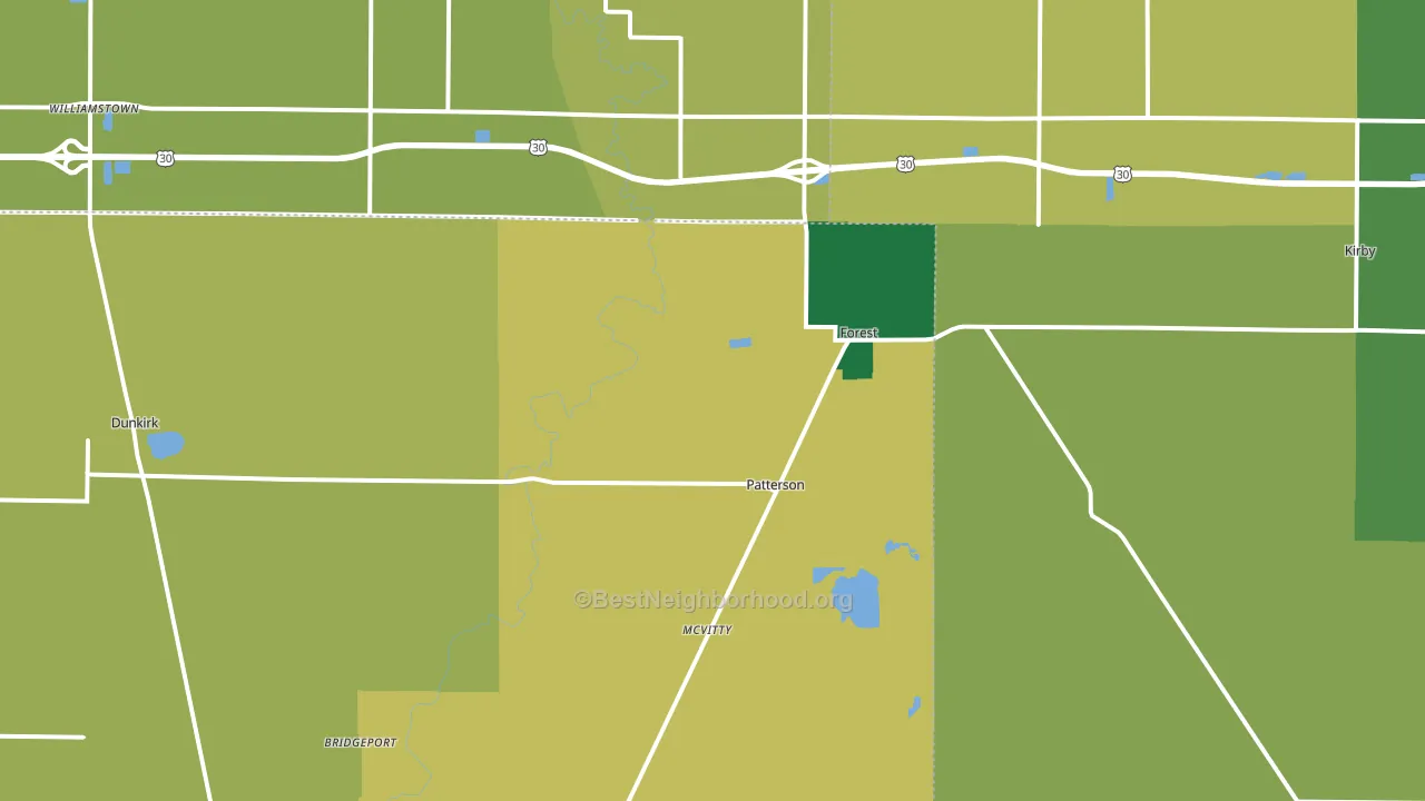 45843, OH block-group voter-turnout map