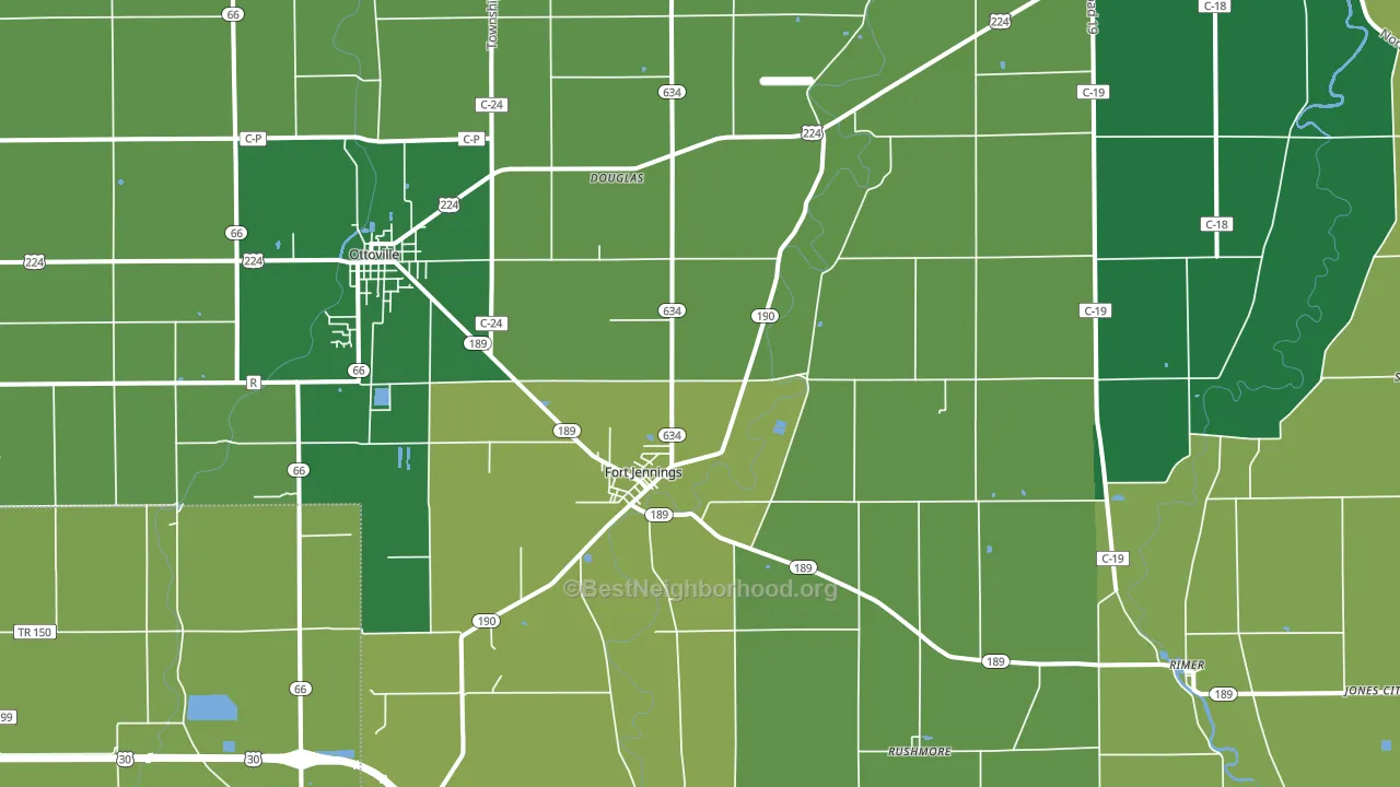 45844, OH block-group voter-turnout map