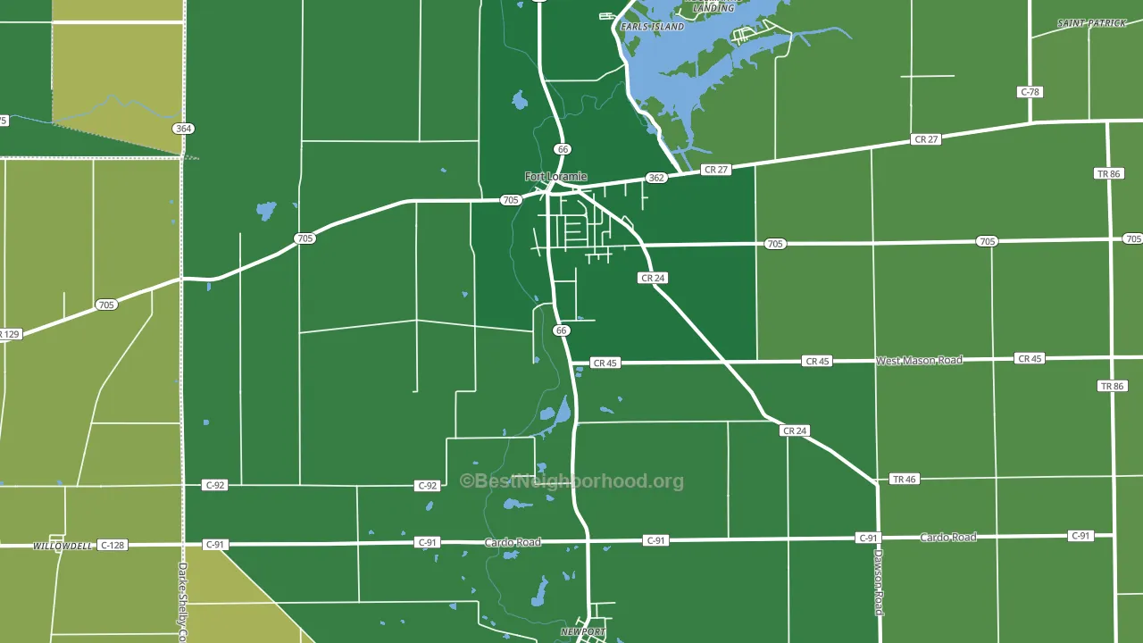 45845, OH block-group voter-turnout map