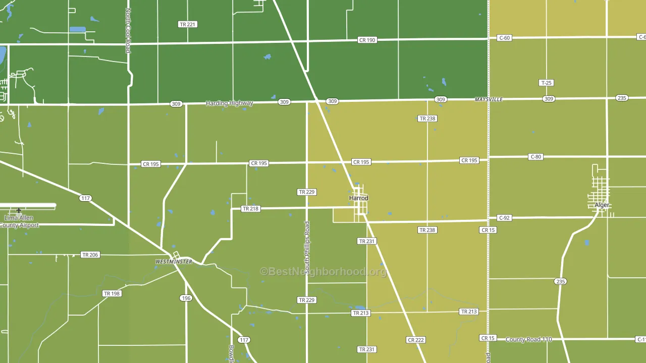 45850, OH block-group voter-turnout map