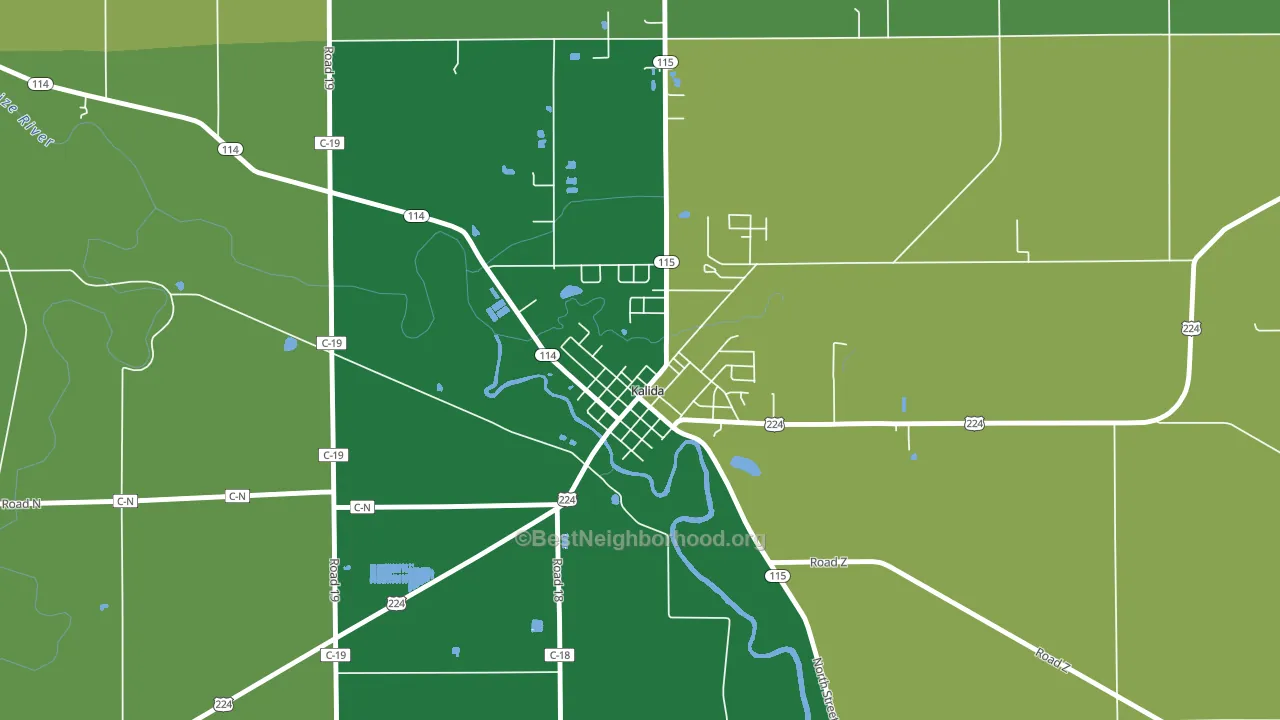 45853, OH block-group voter-turnout map