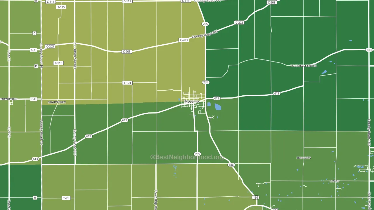 45858, OH block-group voter-turnout map