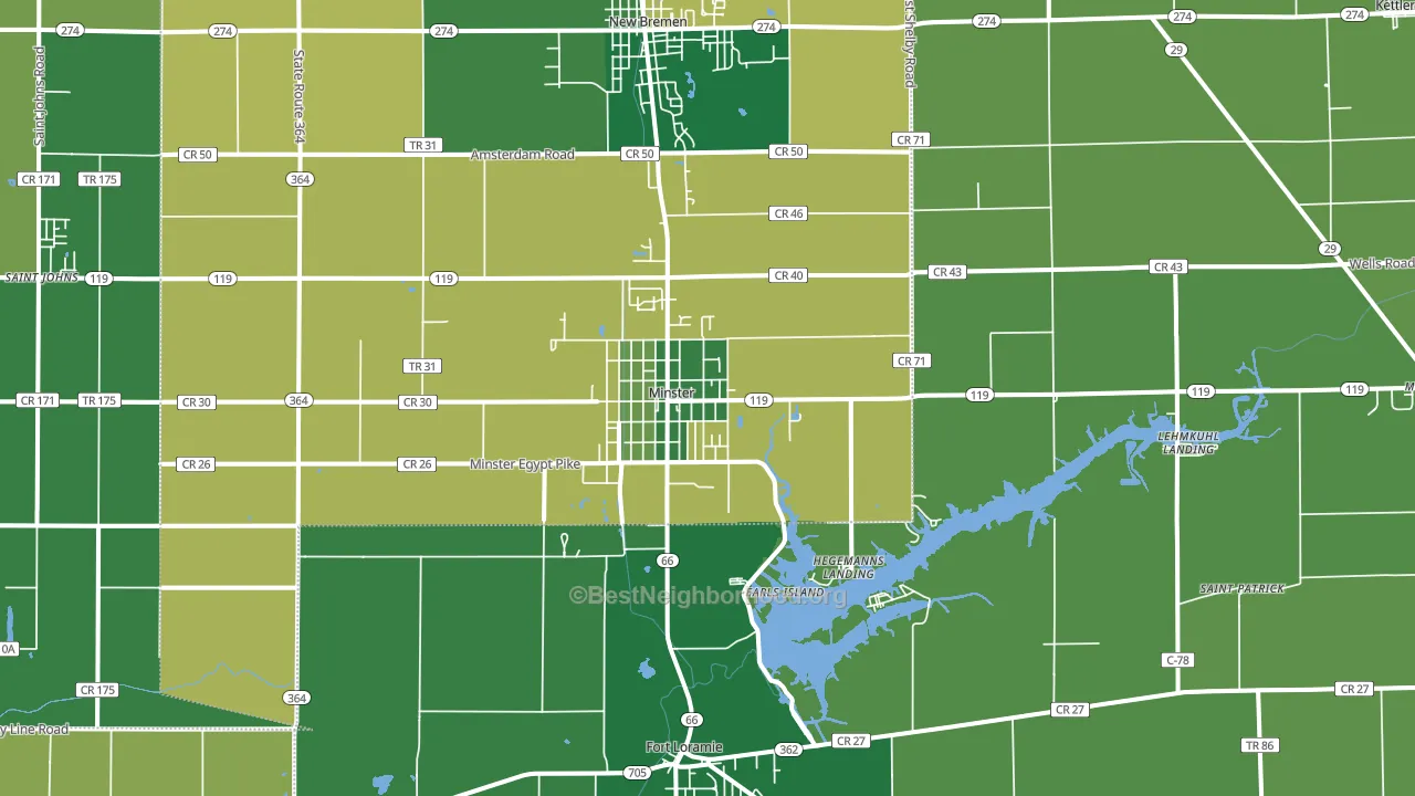 45865, OH block-group voter-turnout map