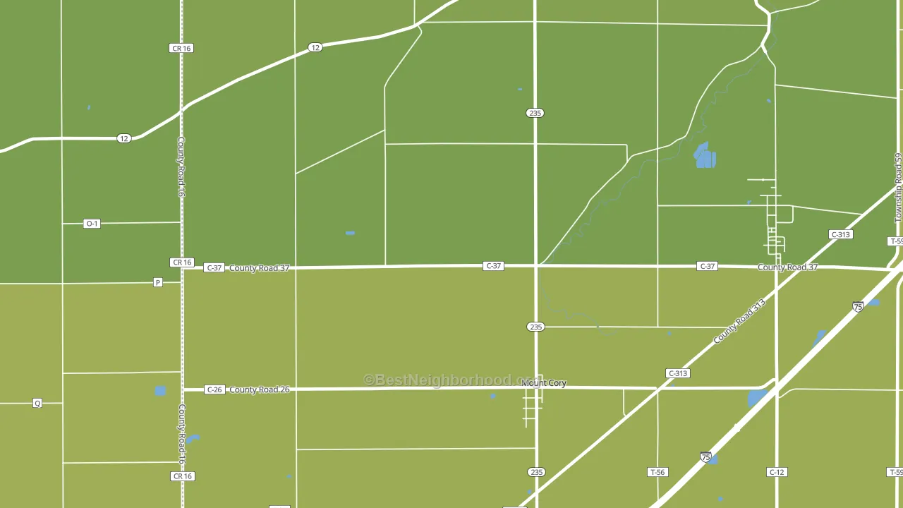 45868, OH block-group voter-turnout map