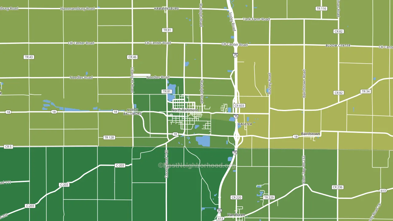 45872, OH block-group voter-turnout map