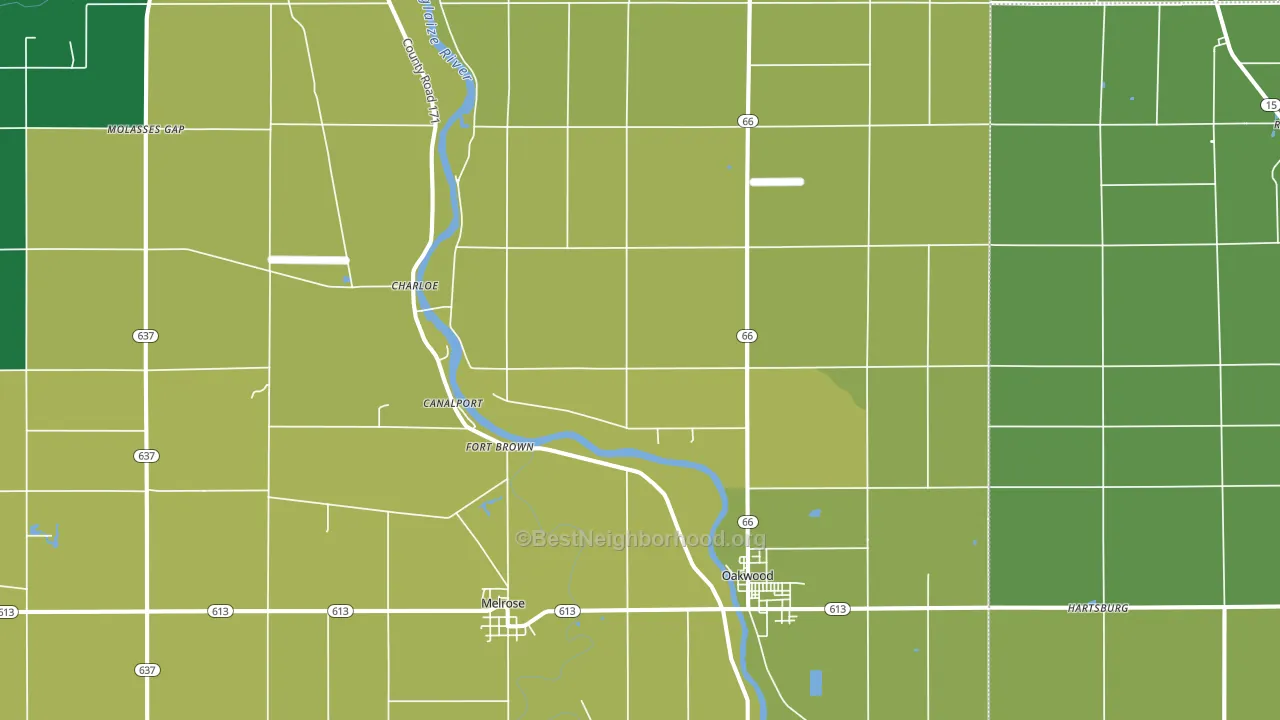 45873, OH block-group voter-turnout map