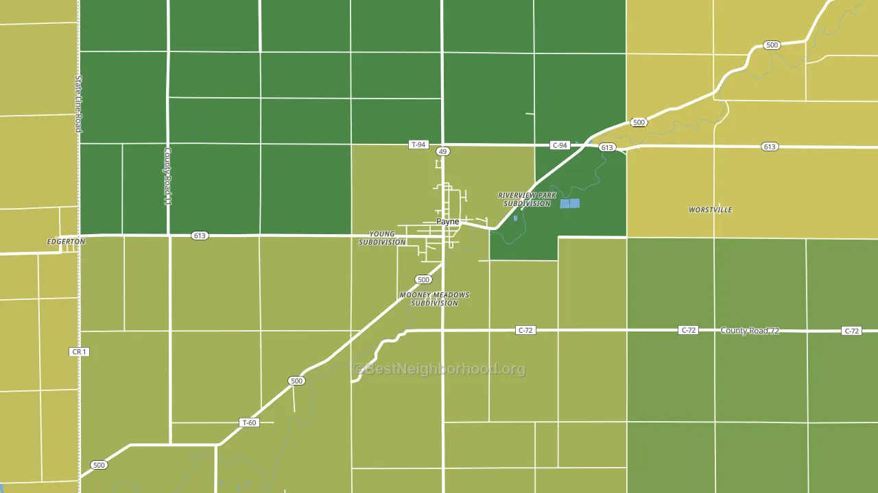 45880, OH block-group voter-turnout map