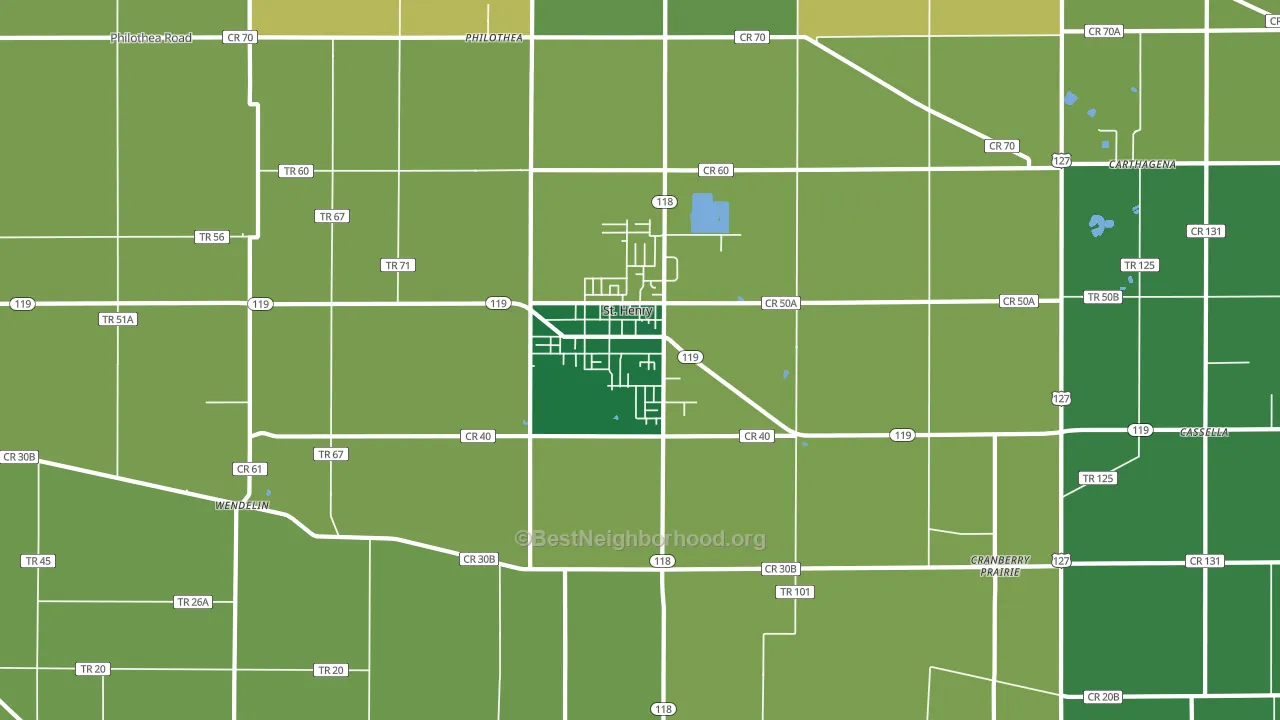 45883, OH block-group voter-turnout map