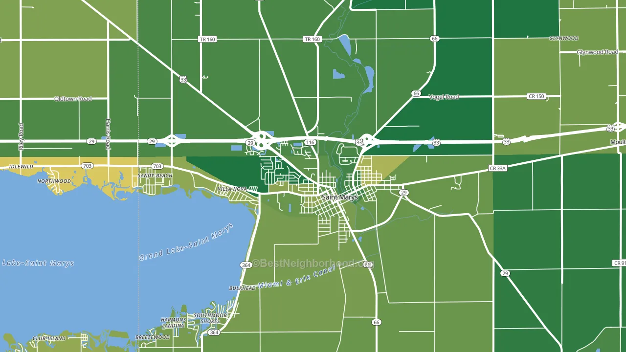 45885, OH block-group voter-turnout map