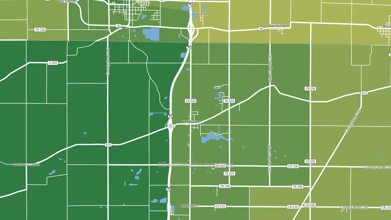 45889, OH block-group voter-turnout map
