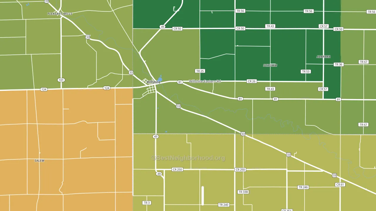 45898, OH block-group voter-turnout map