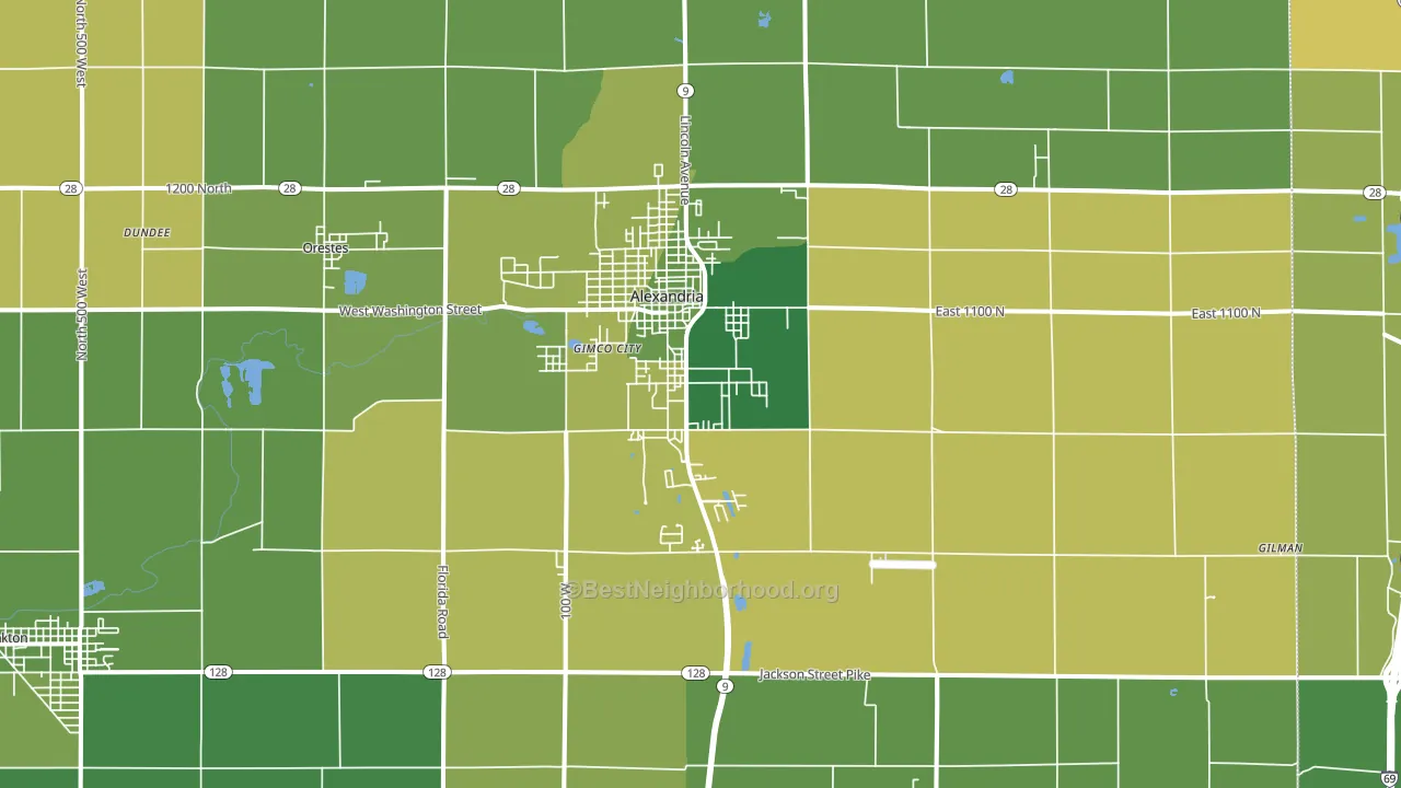 46001, IN block-group voter-turnout map