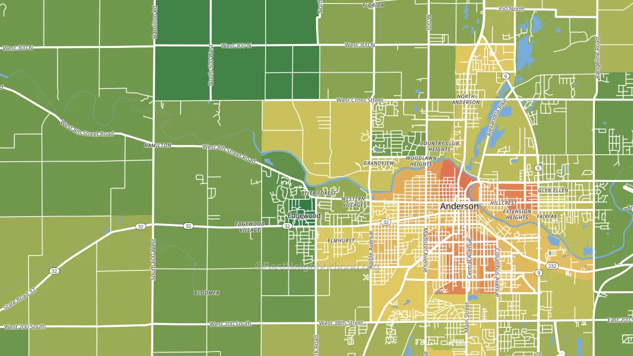 46011, IN block-group voter-turnout map