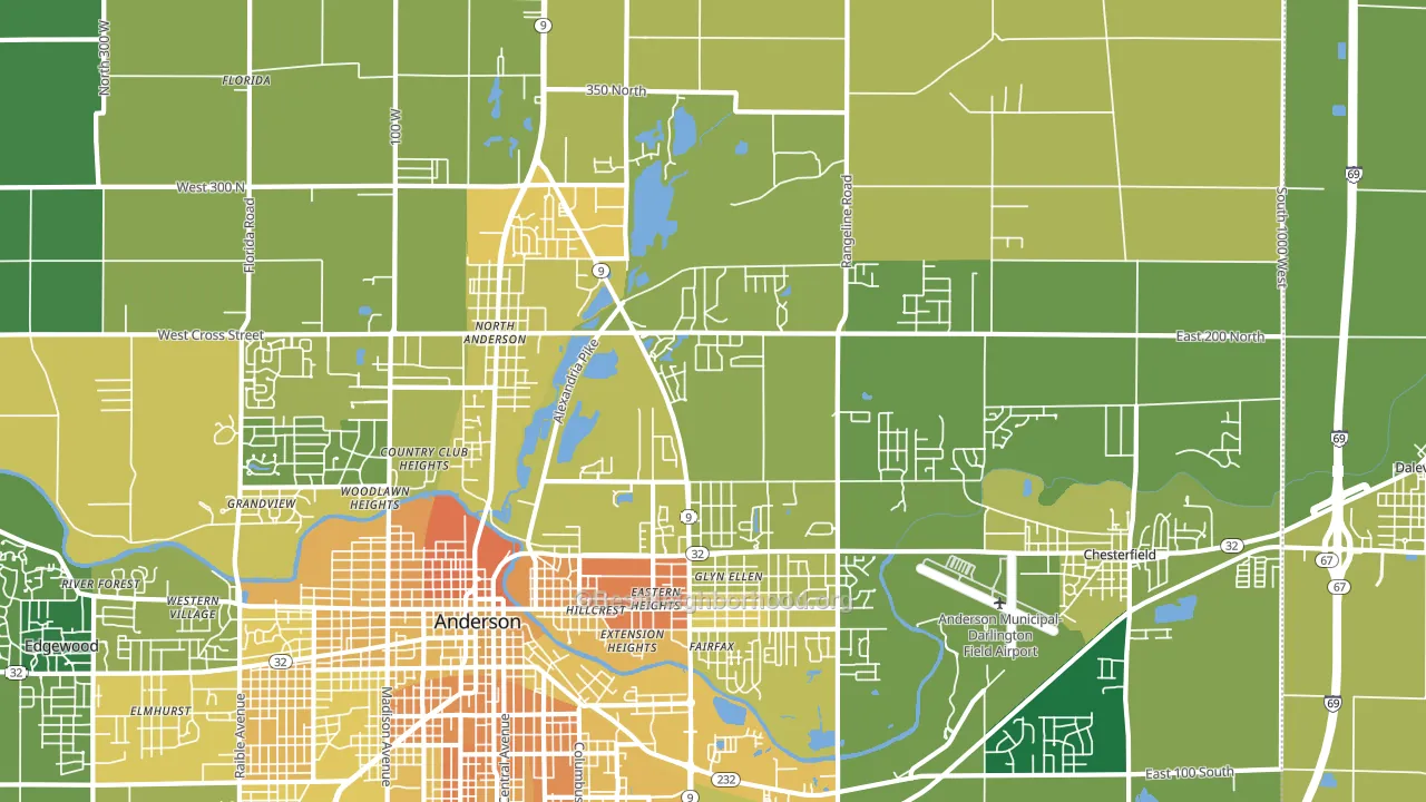 46012, IN block-group voter-turnout map