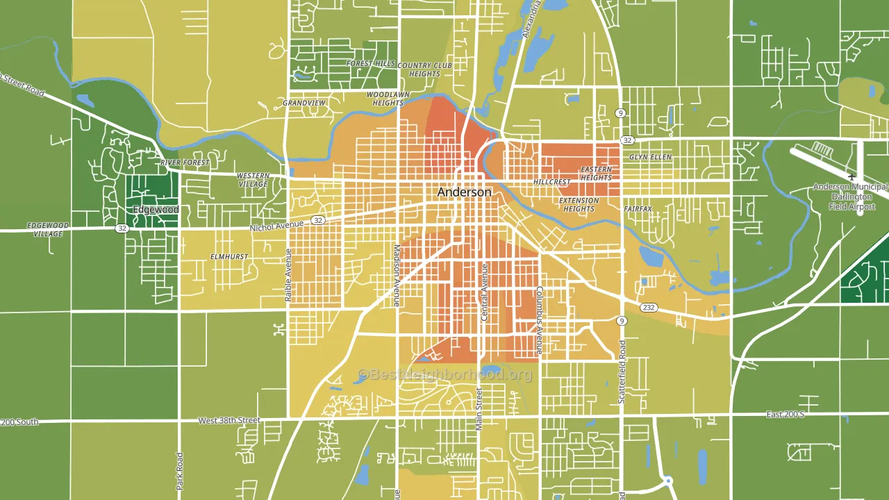 46016, IN block-group voter-turnout map
