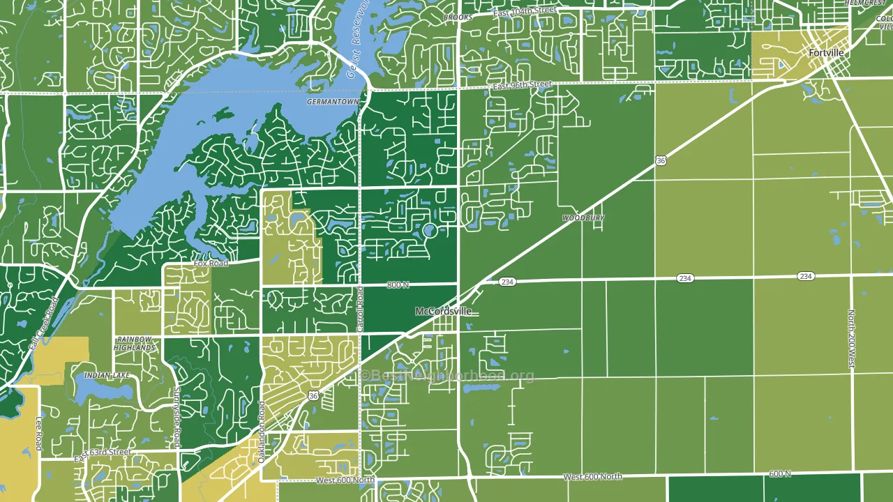 46055, IN block-group voter-turnout map