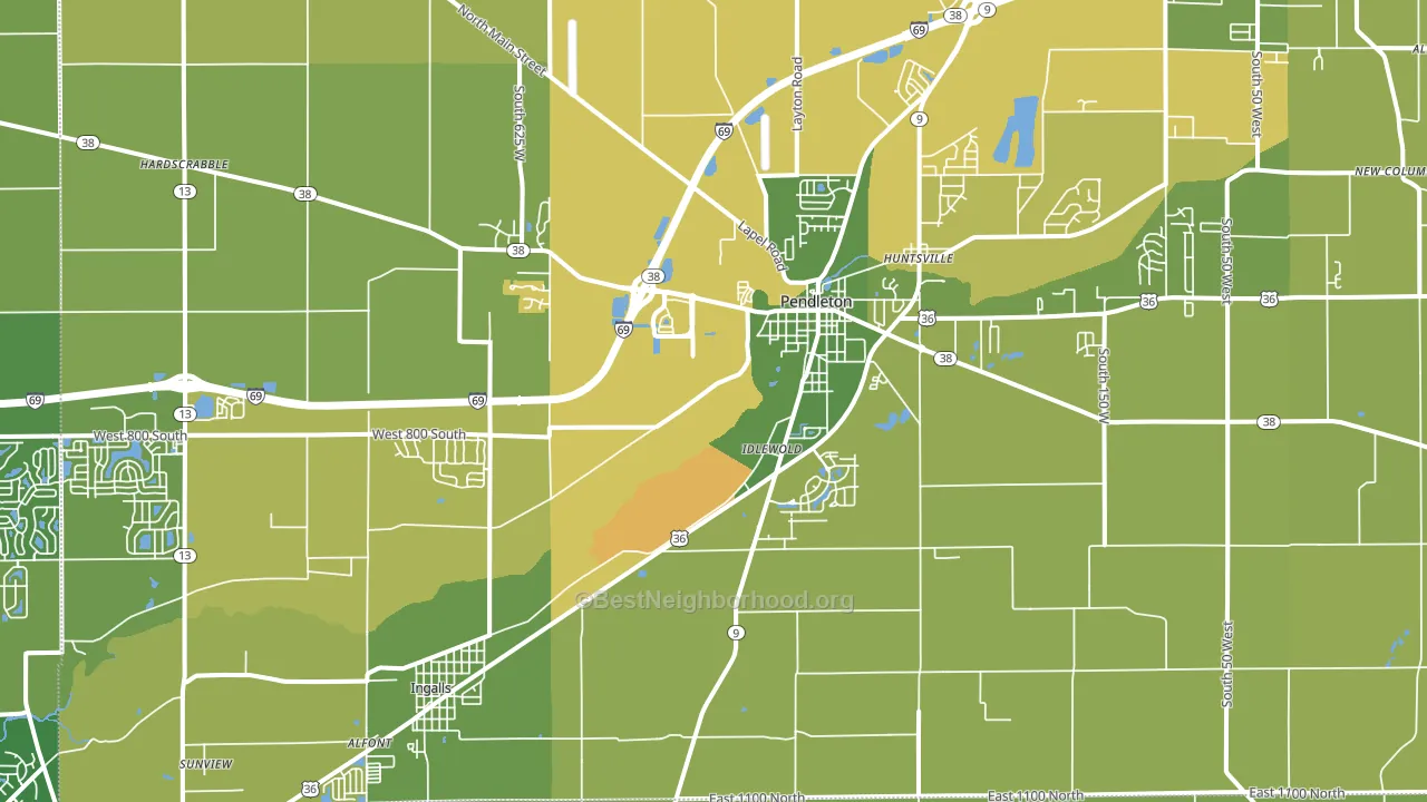46064, IN block-group voter-turnout map