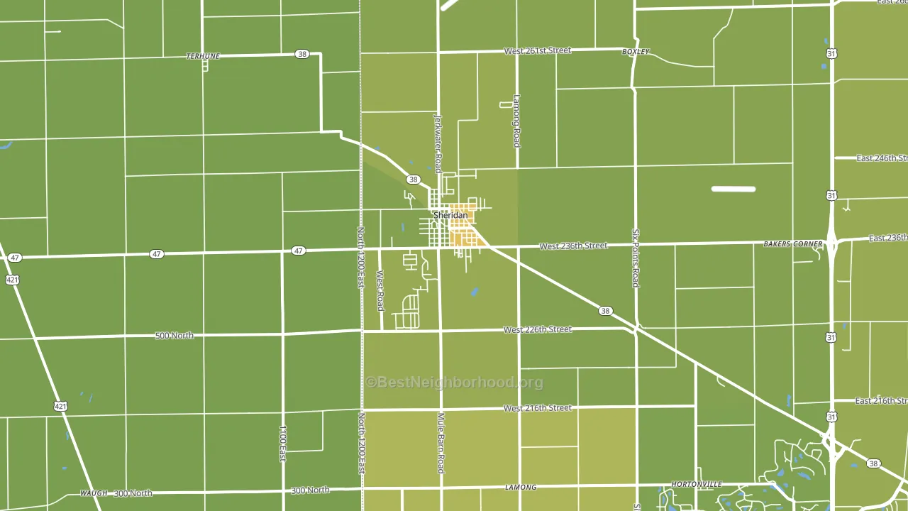 46069, IN block-group voter-turnout map