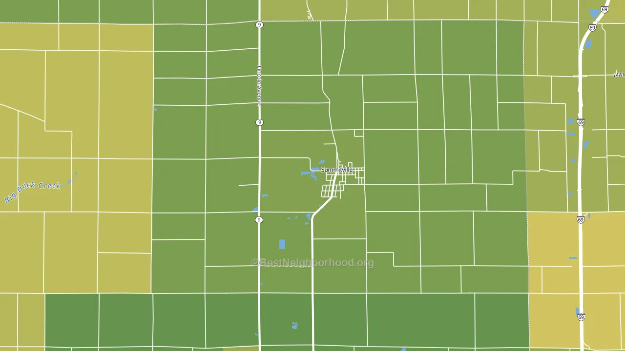 46070, IN block-group voter-turnout map