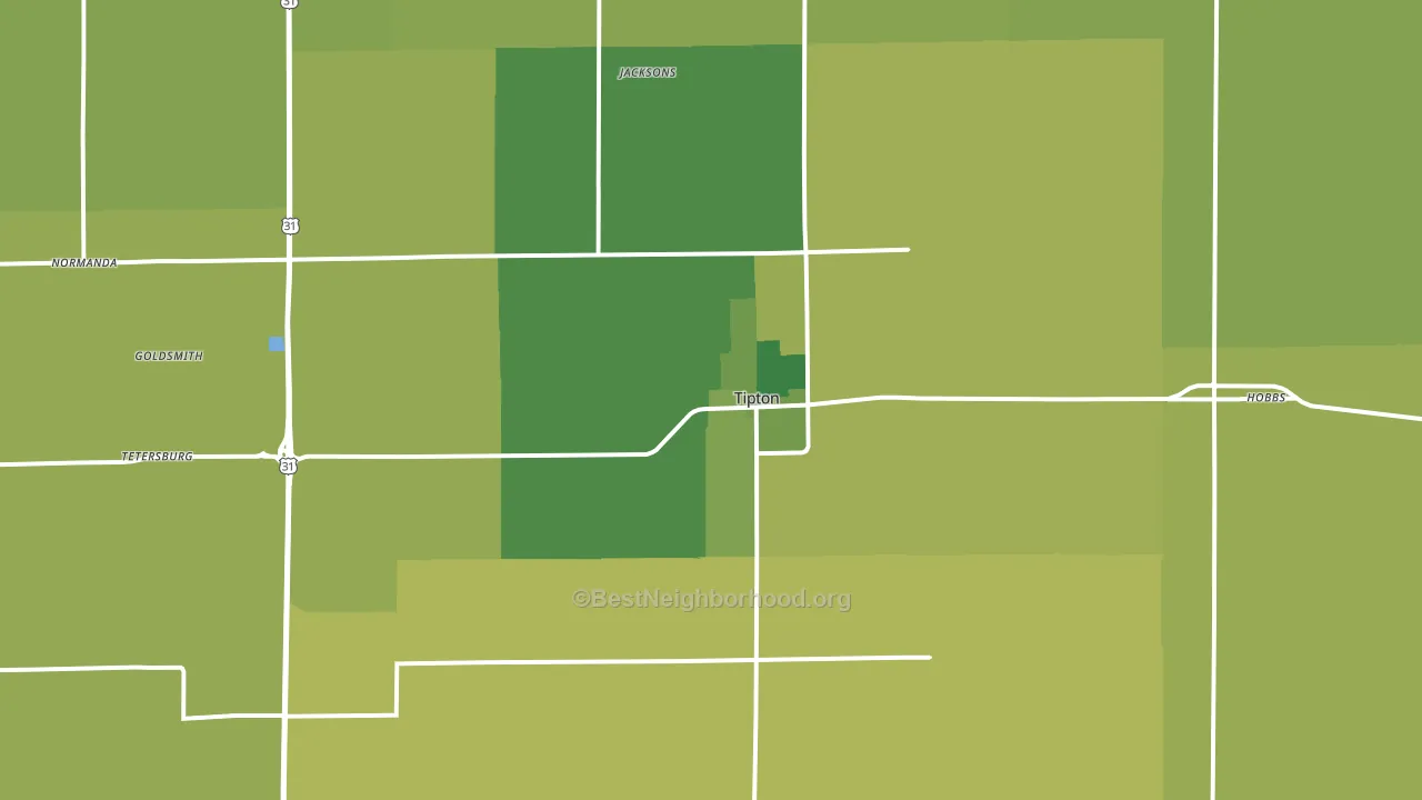 46072, IN block-group voter-turnout map