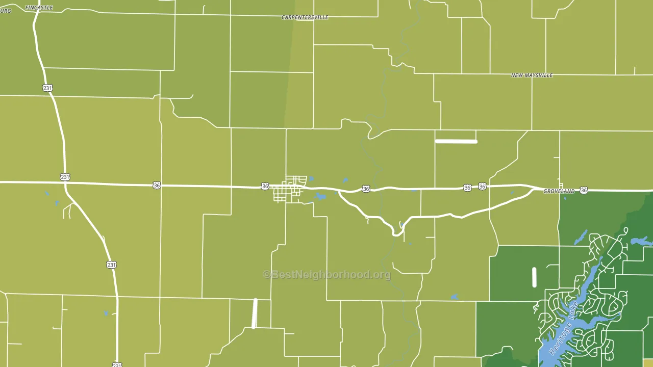 46105, IN block-group voter-turnout map