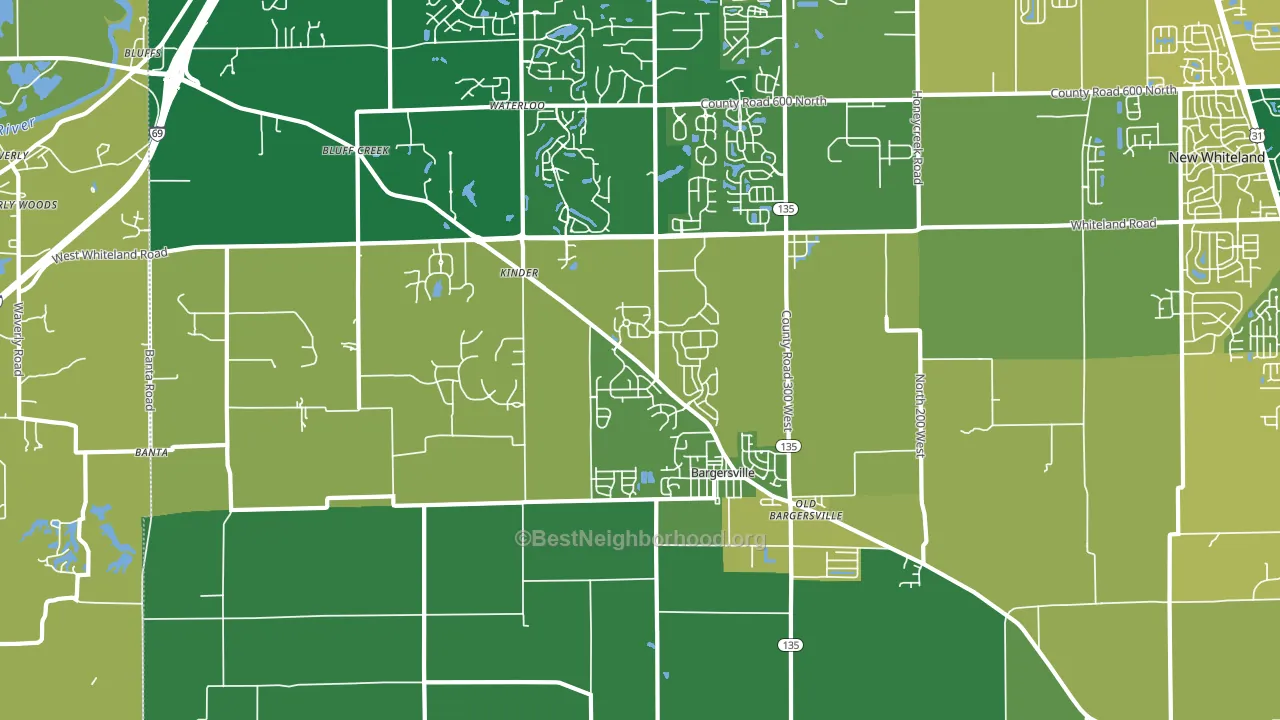 46106, IN block-group voter-turnout map
