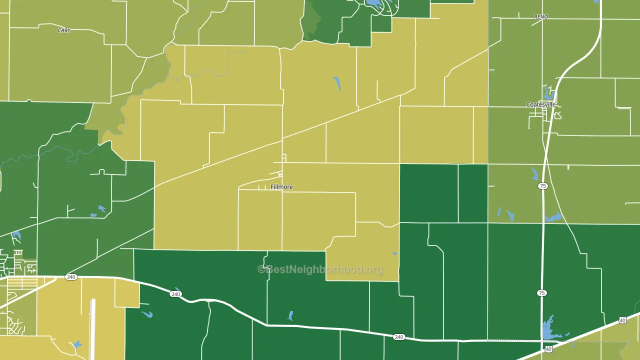 46128, IN block-group voter-turnout map
