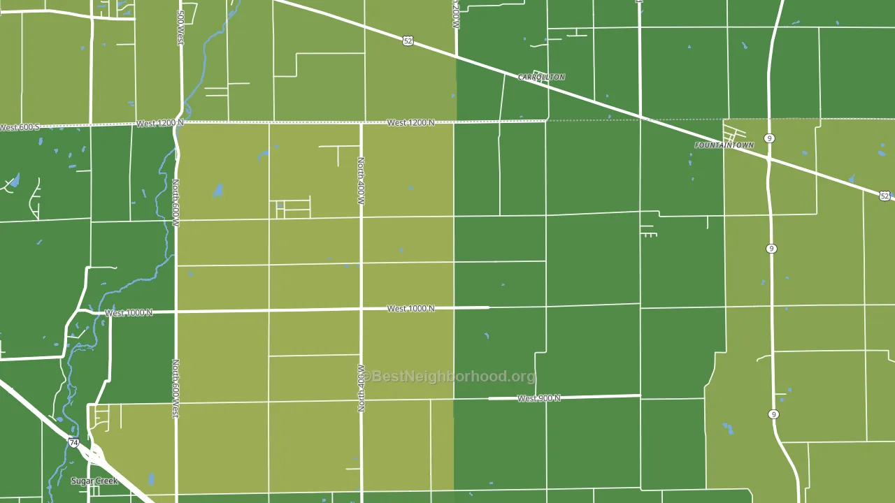46130, IN block-group voter-turnout map