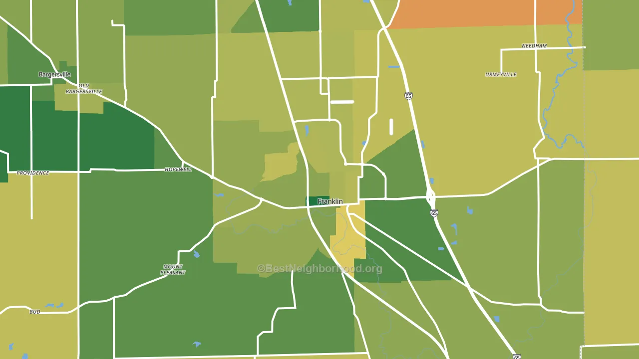 46131, IN block-group voter-turnout map
