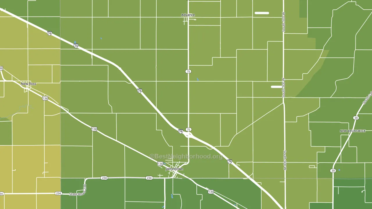 46147, IN block-group voter-turnout map