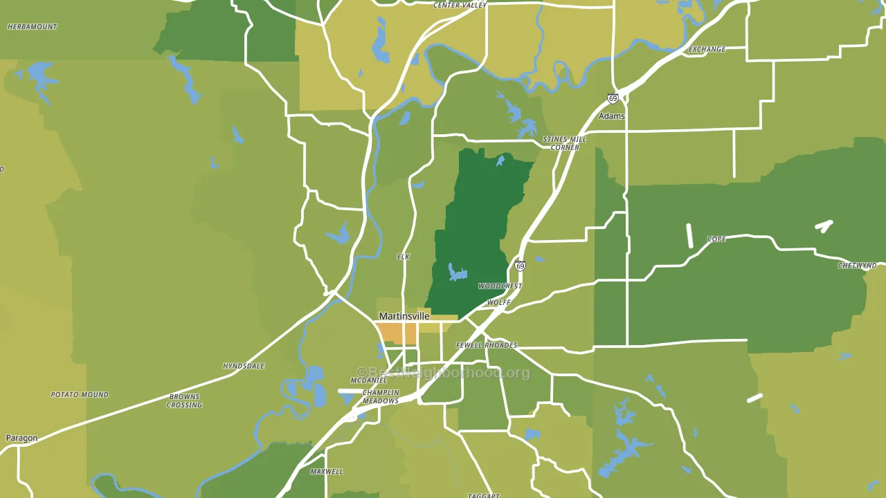 46151, IN block-group voter-turnout map
