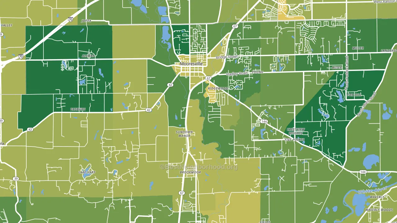 46158, IN block-group voter-turnout map