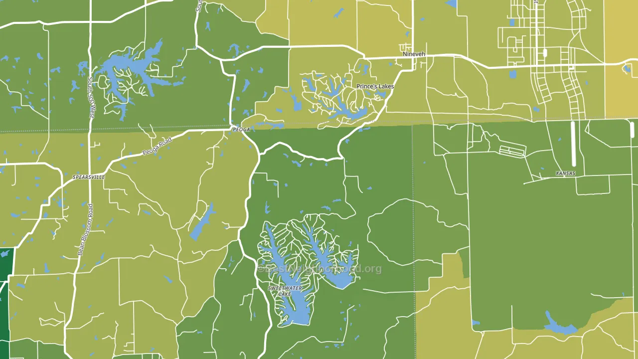 46164, IN block-group voter-turnout map