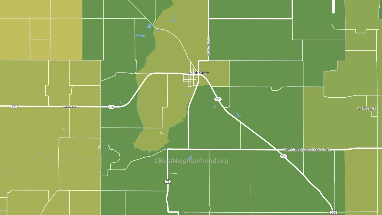 46165, IN block-group voter-turnout map