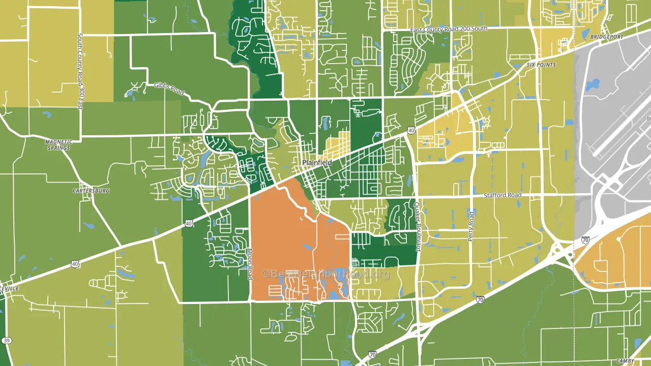 46168, IN block-group voter-turnout map