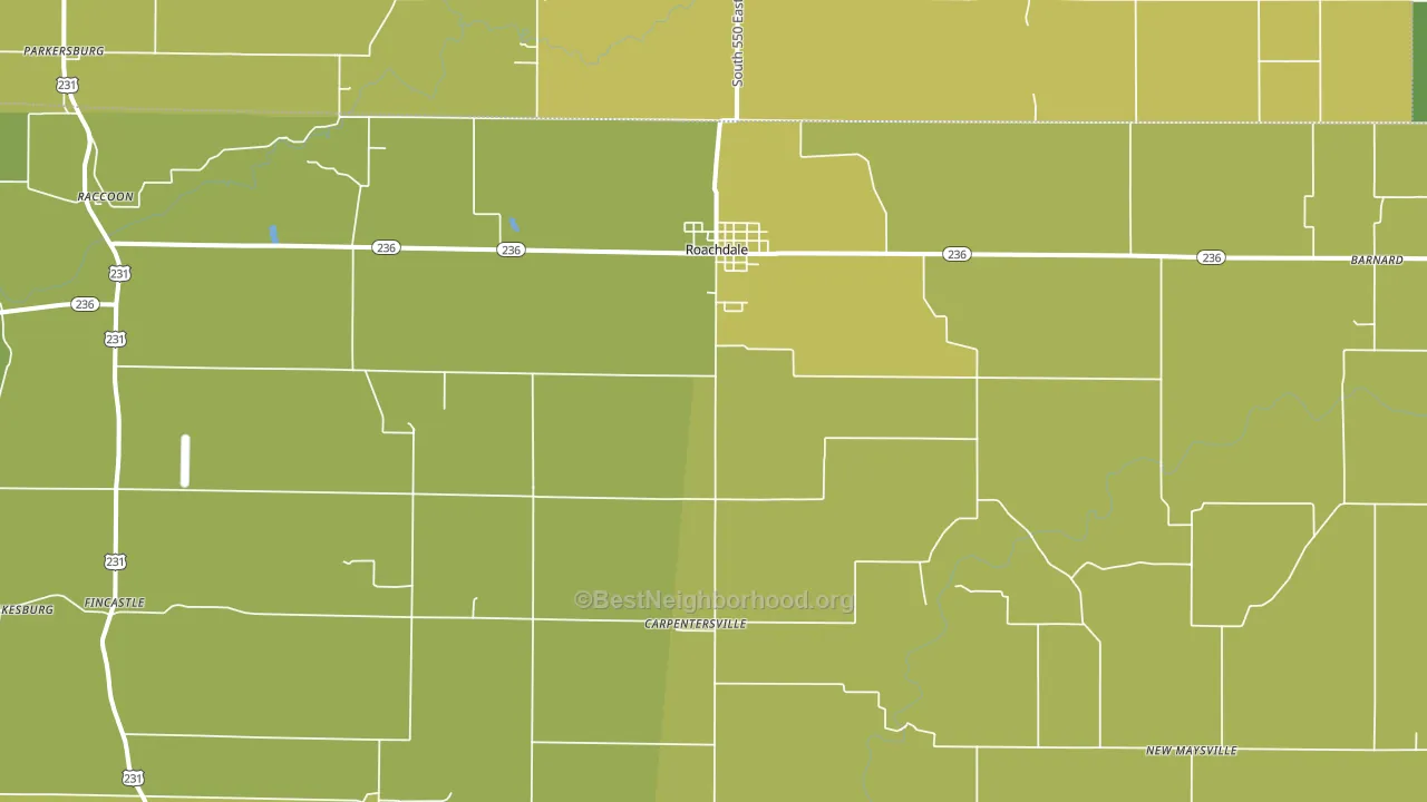 46172, IN block-group voter-turnout map