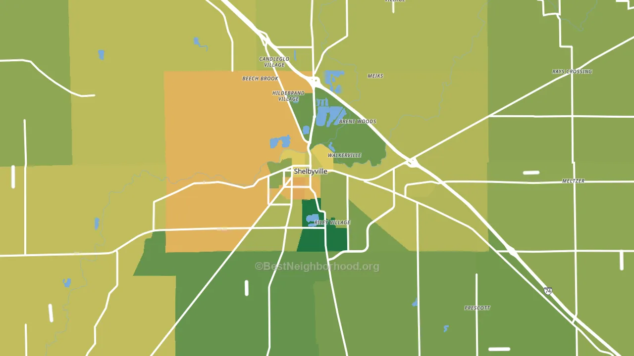 46176, IN block-group voter-turnout map