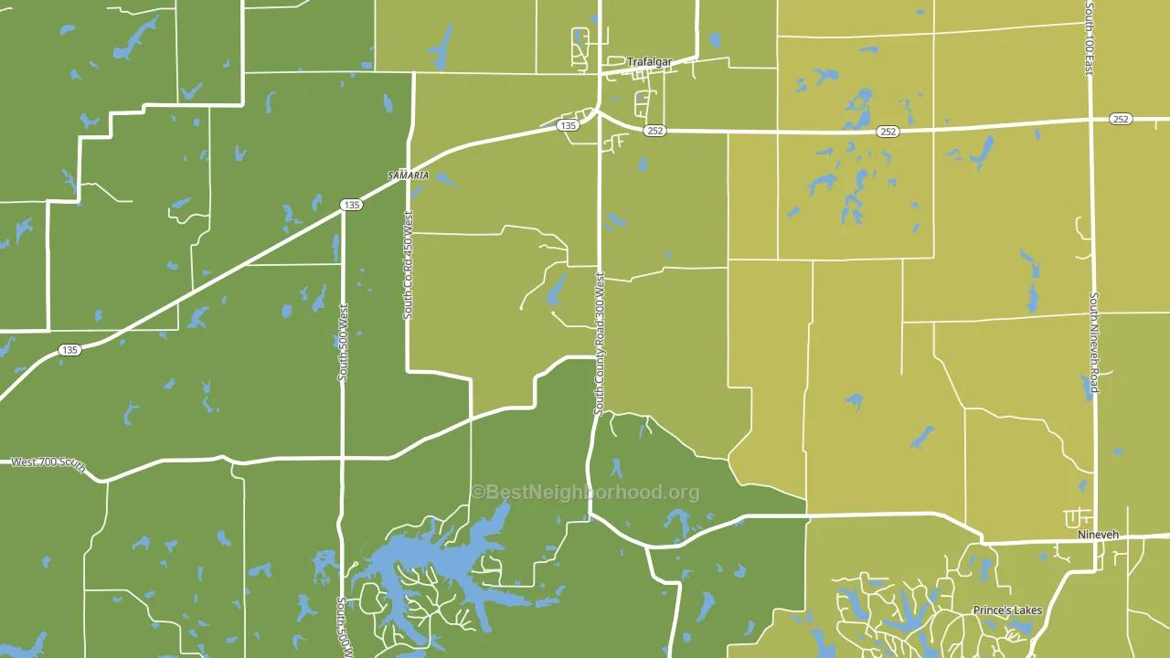 46181, IN block-group voter-turnout map