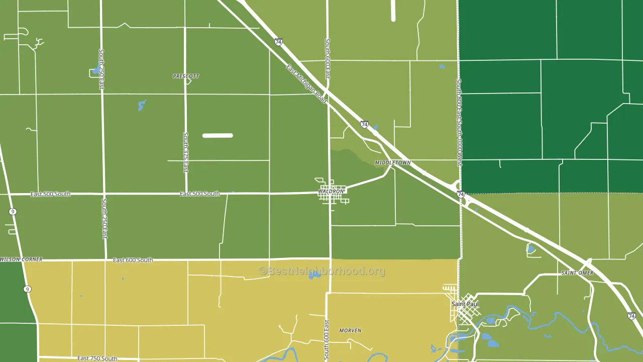 46182, IN block-group voter-turnout map