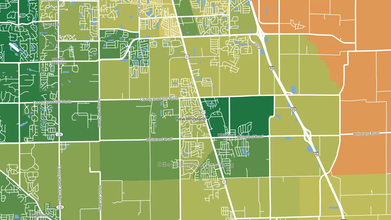 46184, IN block-group voter-turnout map
