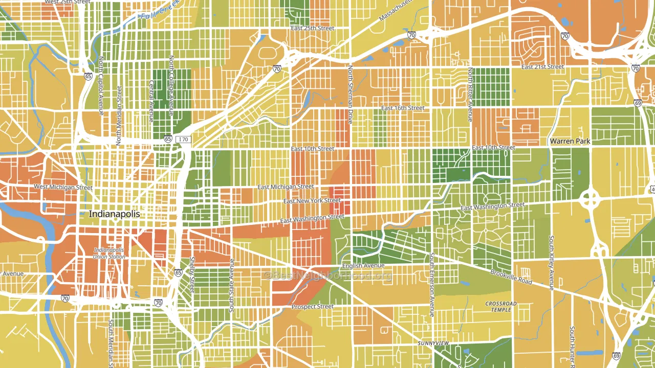 46201, IN block-group voter-turnout map