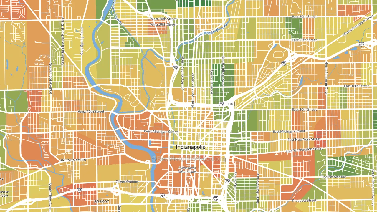 46202, IN block-group voter-turnout map